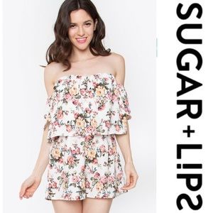 NWT SugarLips Edith Off The Shoulder Floral Romper